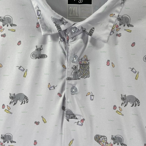 Waggle Shirt men's 2XL Golf Polo Performance Short Sleeve Raccoon Trash Bandit - Picture 5 of 12